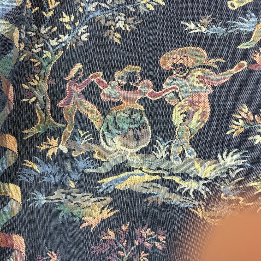 Vtg Doncaster Special Folk Toile Tapestry Art To Wear Jacket Sz 6 Frog Closure - Picture 7 of 8